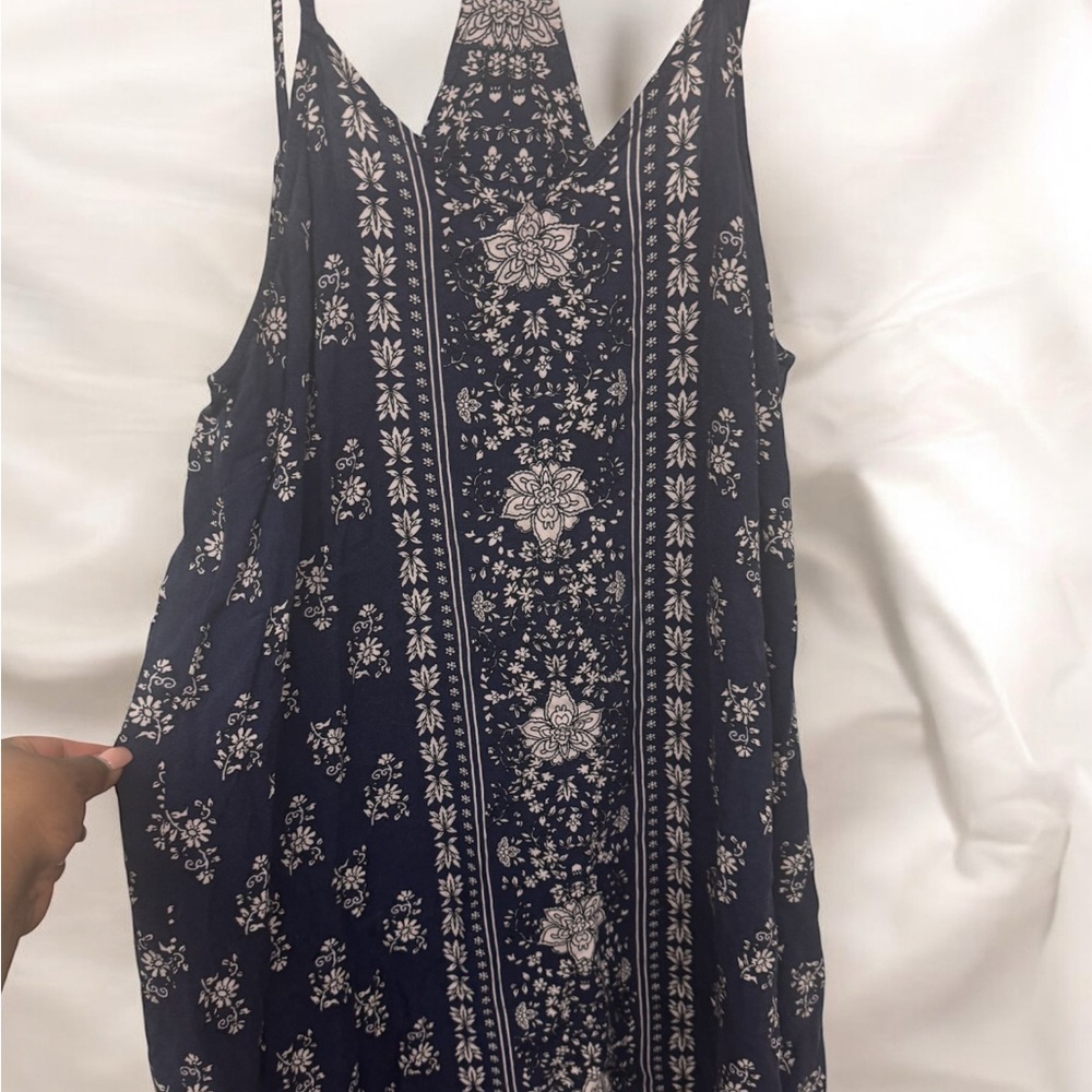 Maurices Dark Blue Floral Pattern Dress Sz Large